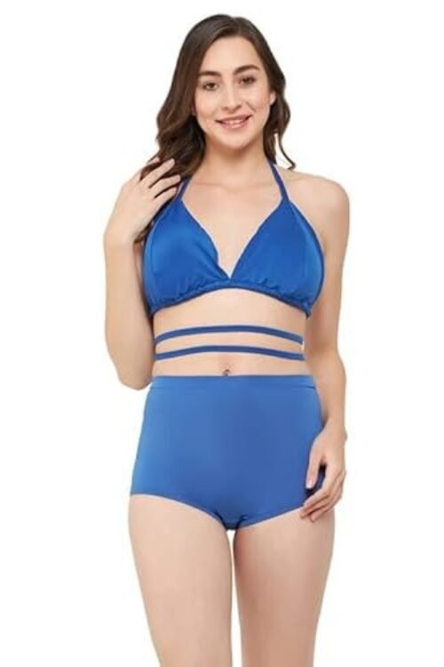 Clovia Women’s Padded Halter Neck Bikini Top & High Waist Bikini Bottoms