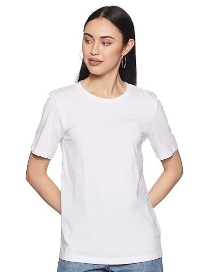 Marks & Spencer Womens Solid Cotton Round Neck Straight Fit T Shirt