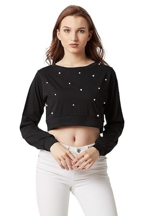 Miss Chase Women’s Grey Pearl Crop Top