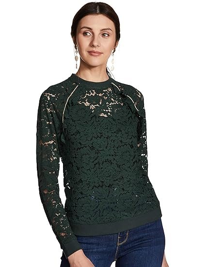 Women’s Lace Regular Fit Shirt – Bottle Green